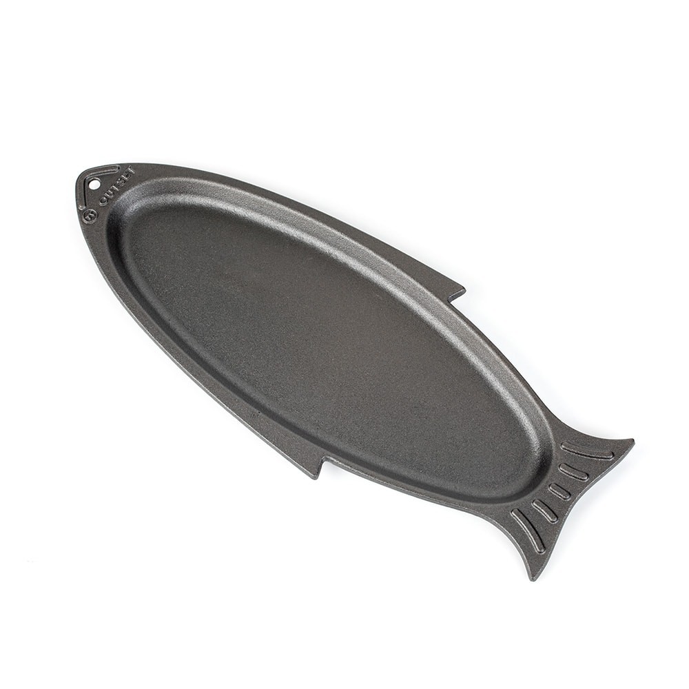 Outset 76376 Cast Iron Fish Grill Serving Pan 18.5 x 7.25 inches