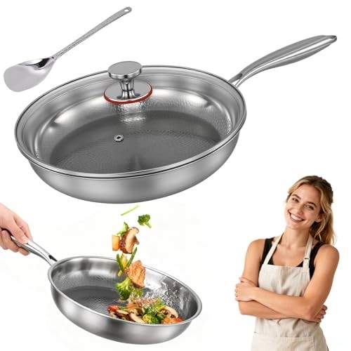 2025 New Titanium Hammered Pan Pro with Lid, Titanium Pans for Cooking -Durable