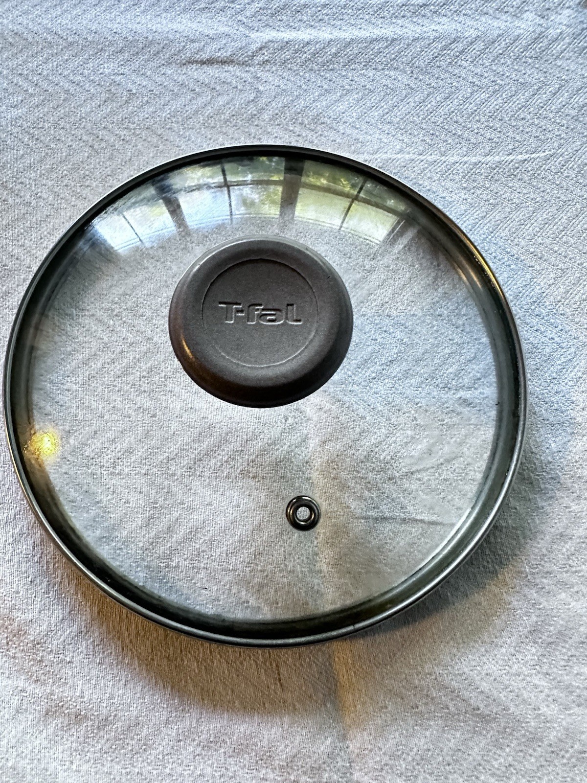 T-FAL Glass Replacement 7.5 Inch Pot Lid 7.25 Inch Inner Rim Vented Gray Knob