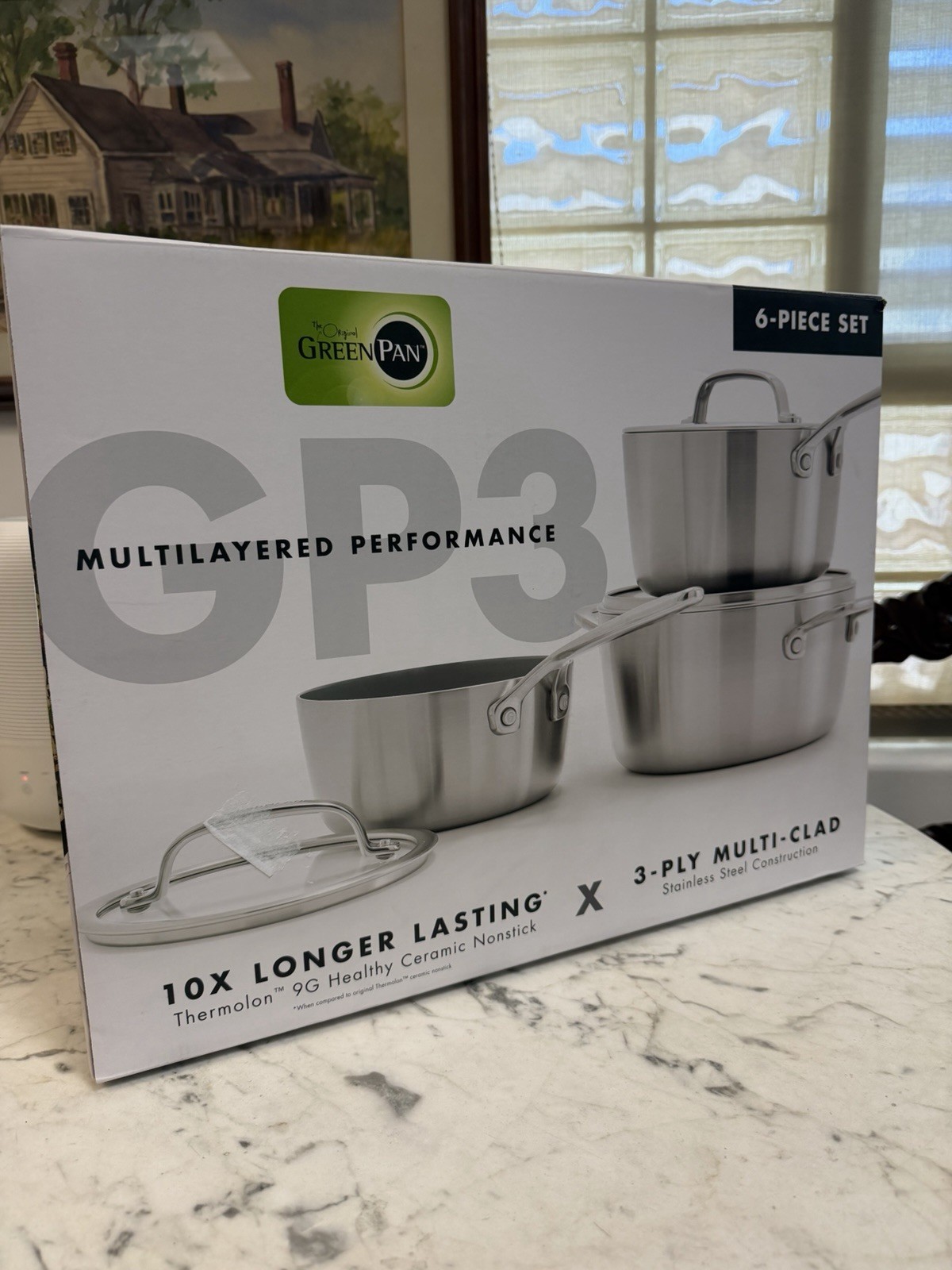 GreenPan GP3 6-Piece Cookware Set 3-Ply Multi-Clad Stainless Steel NEW SEALED
