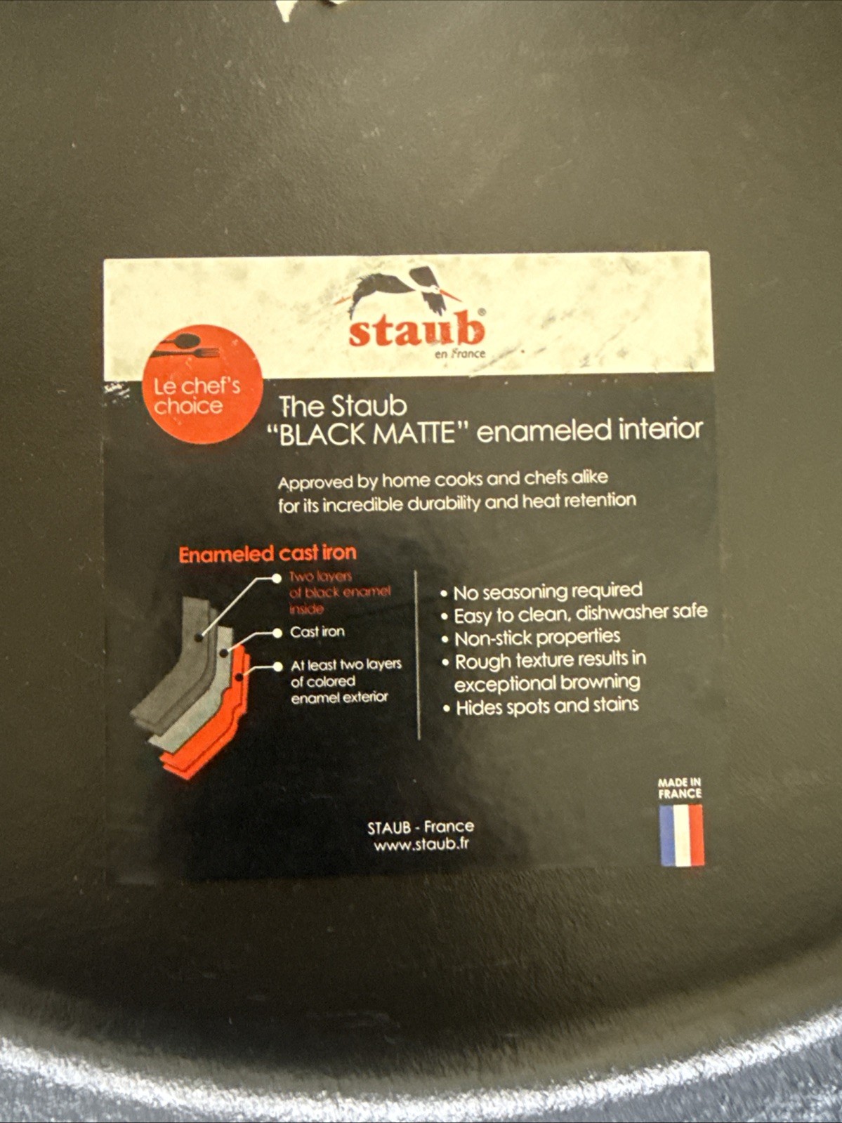 Staub Cherry Cast Iron 15.5” Large Double Handle Fry Pan Paella 6.5 Quart NEW