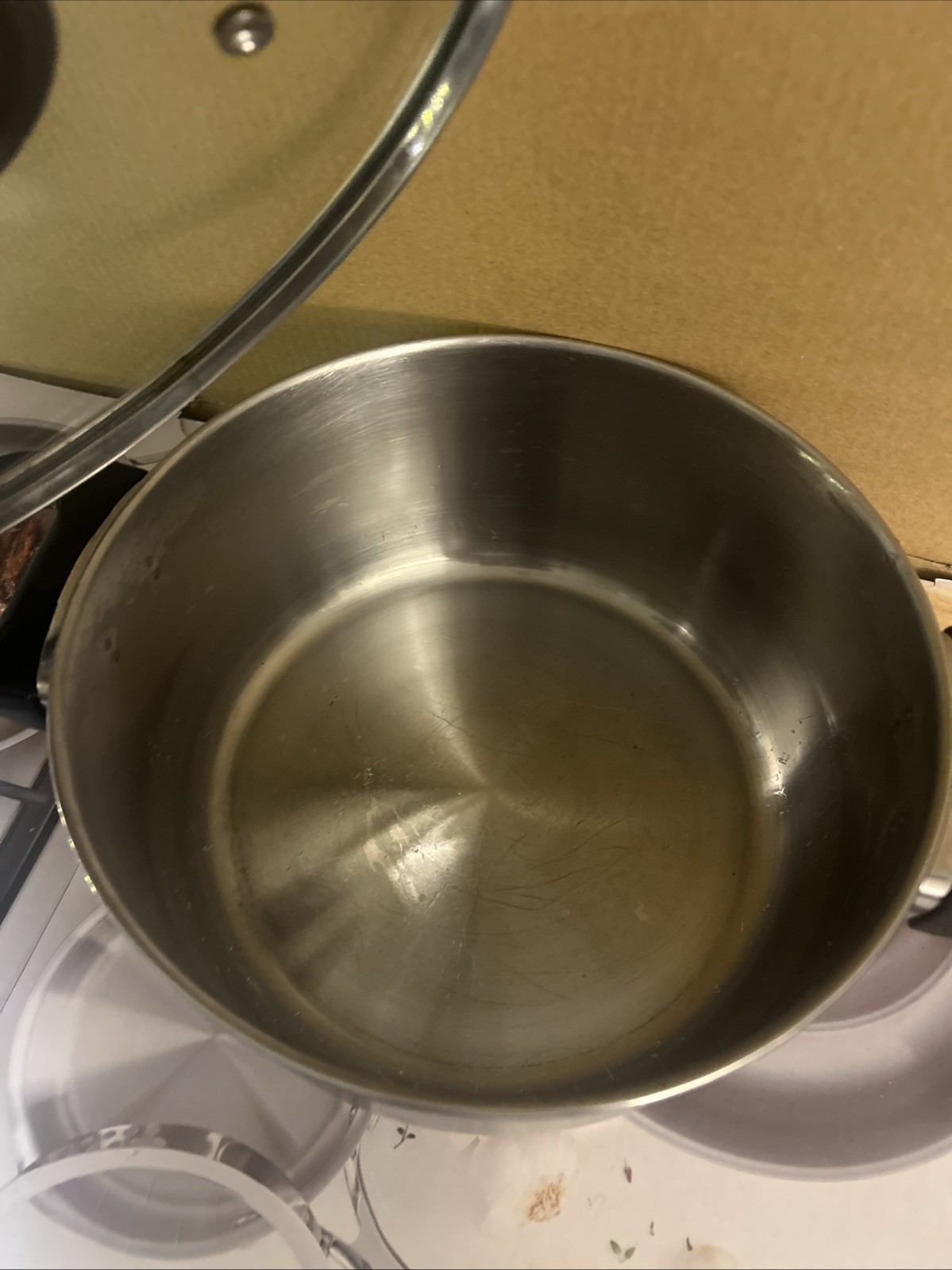 Pots And Pans Set Various Sizes Various Colors Includes Lids In Good Condition