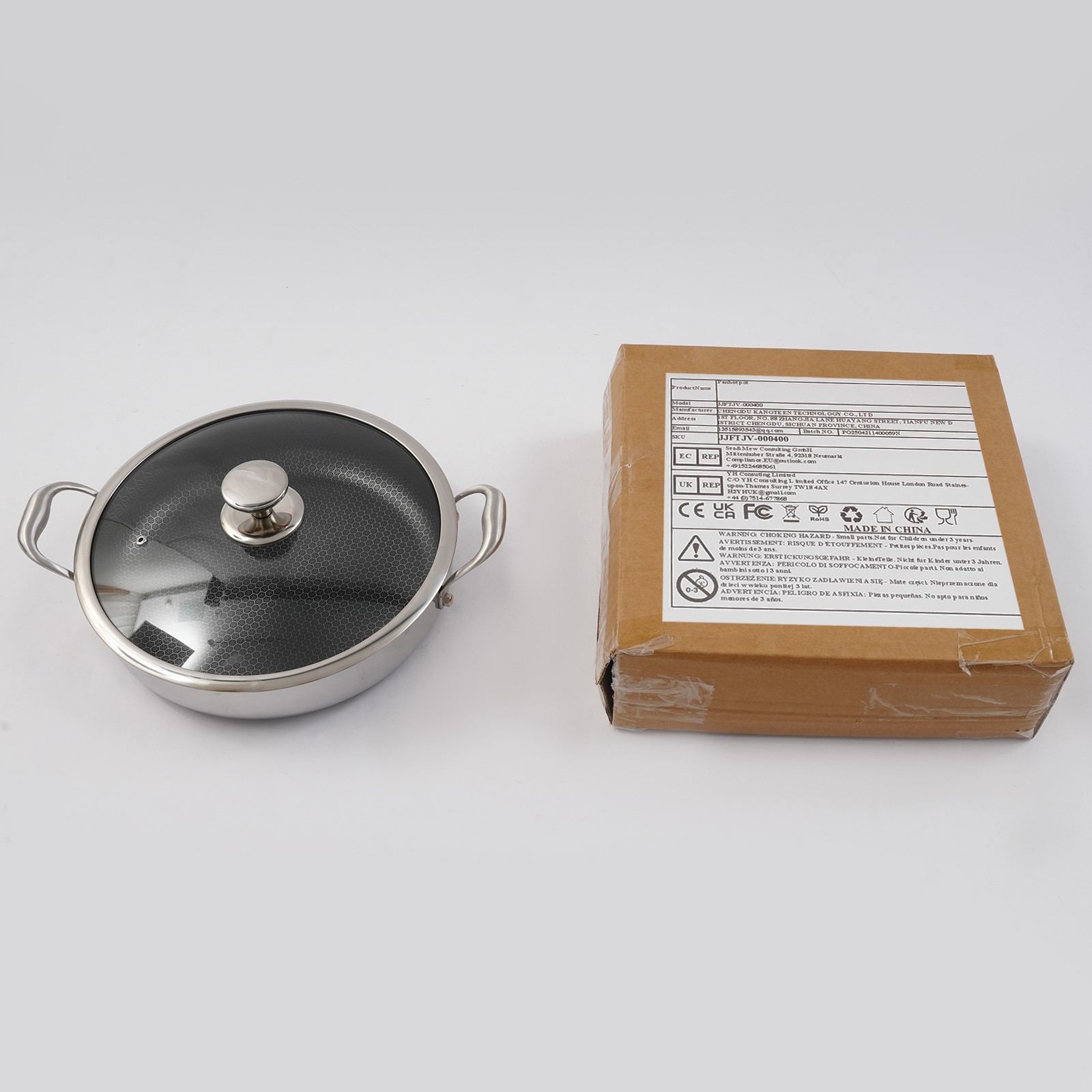 Flat-Bottomed Frying Pan with 2 Handle, Kitchen Round Flat-Bottomed Frying Pan