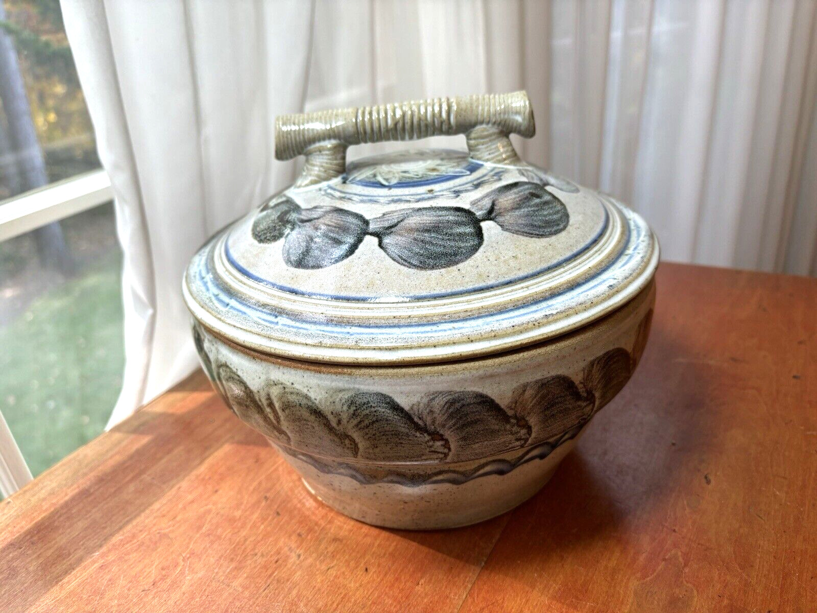 David Norton Studio Pottery Yunnan Vegetable/Seafood Steamer Blue Gray SIGNED