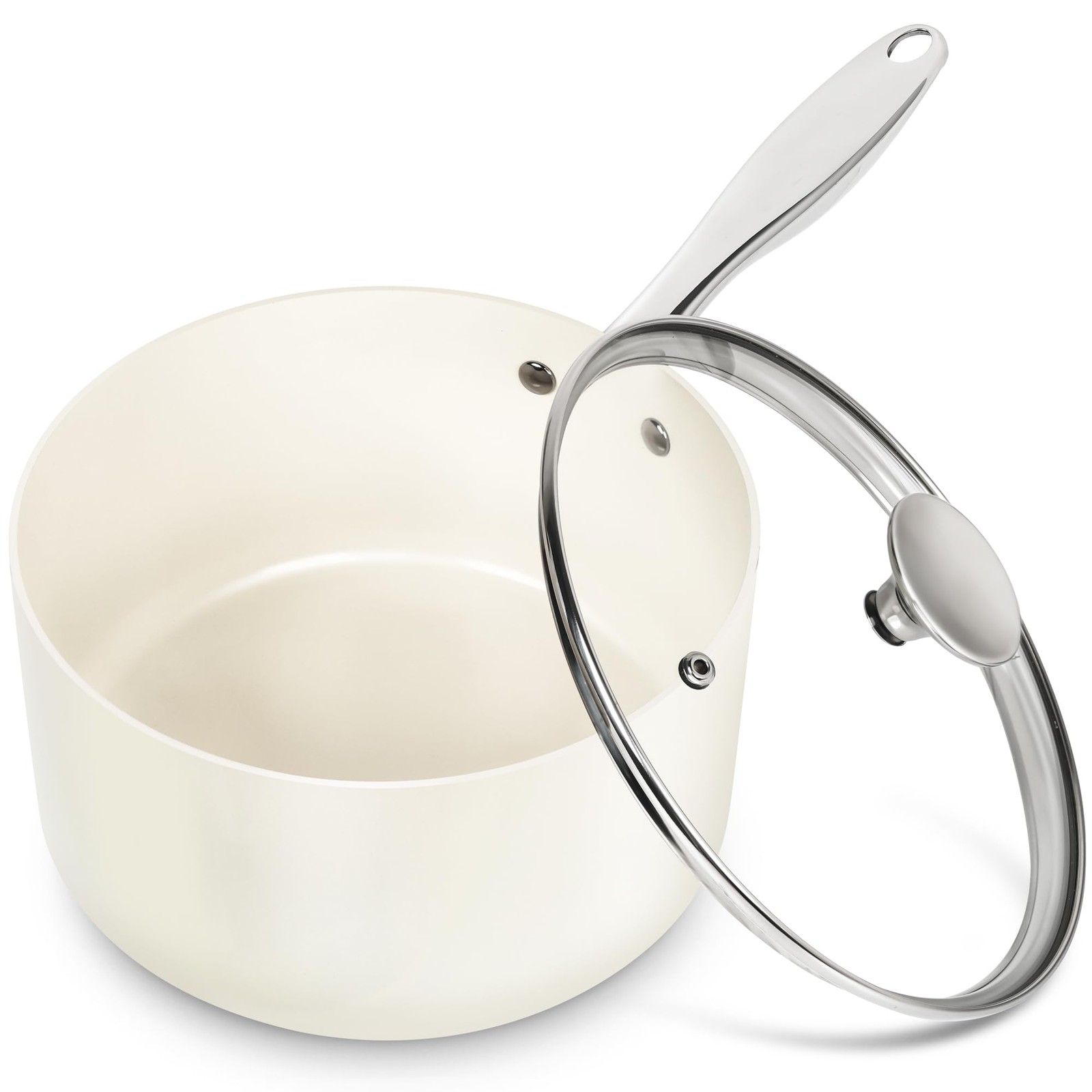 3 Quart Saucepan with Lid Induction Saucepan with Non-Toxic Ceramic Coating
