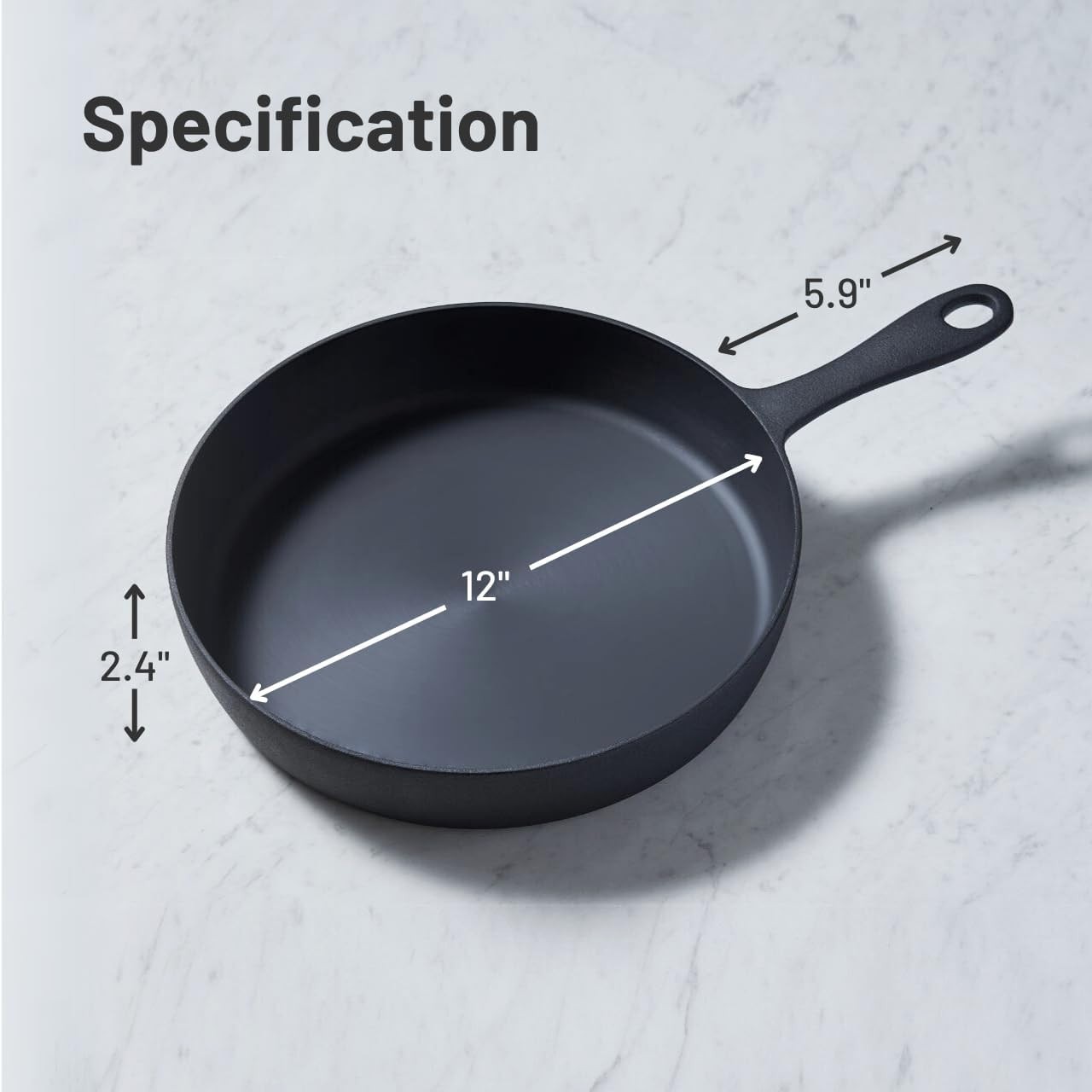 12 Inch Smooth Cast Iron Skillet – Naturally Non-Stick, Pre-Seasoned Frying P…