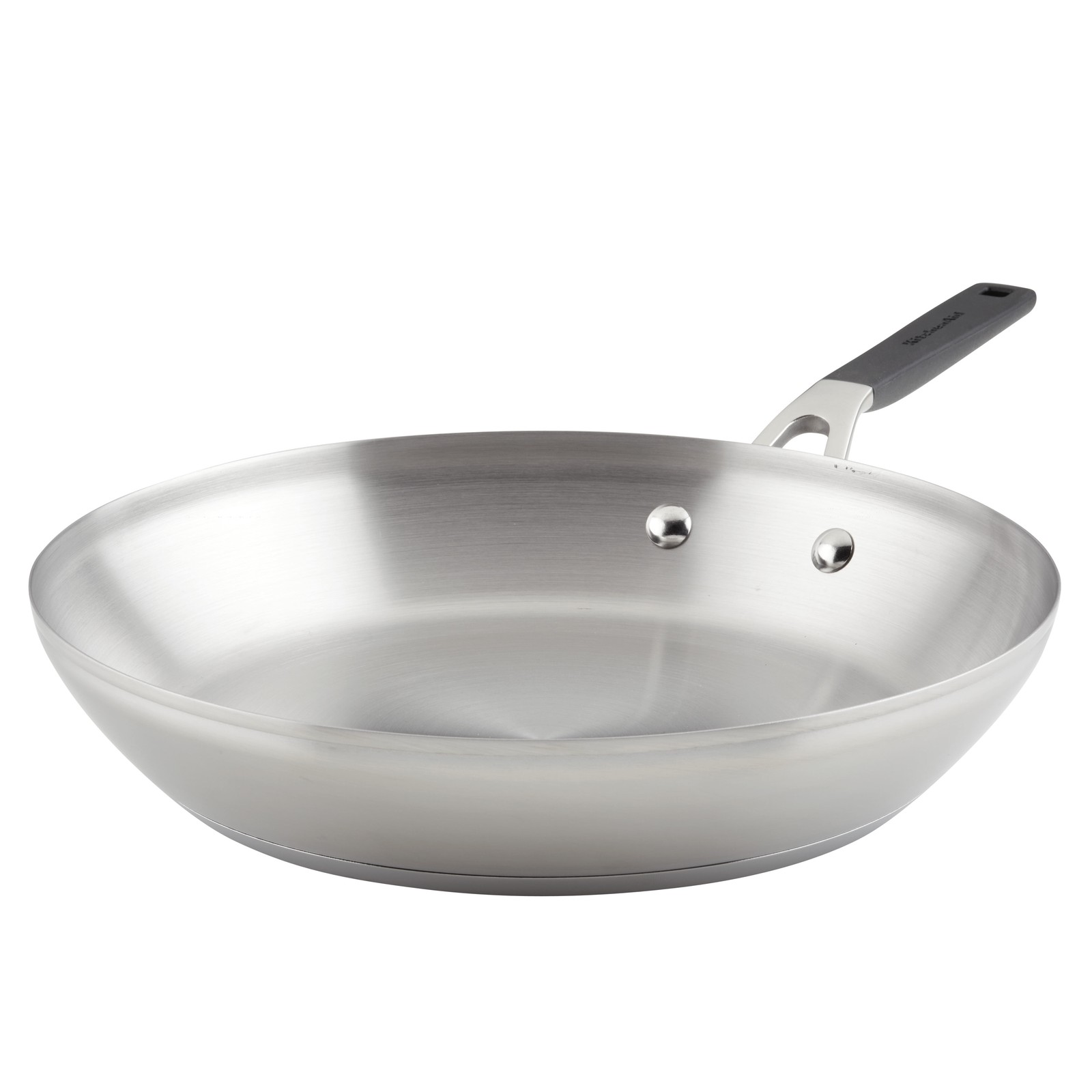 Stainless Steel Induction 12 inch Frying Pan, Brushed Stainless Steel