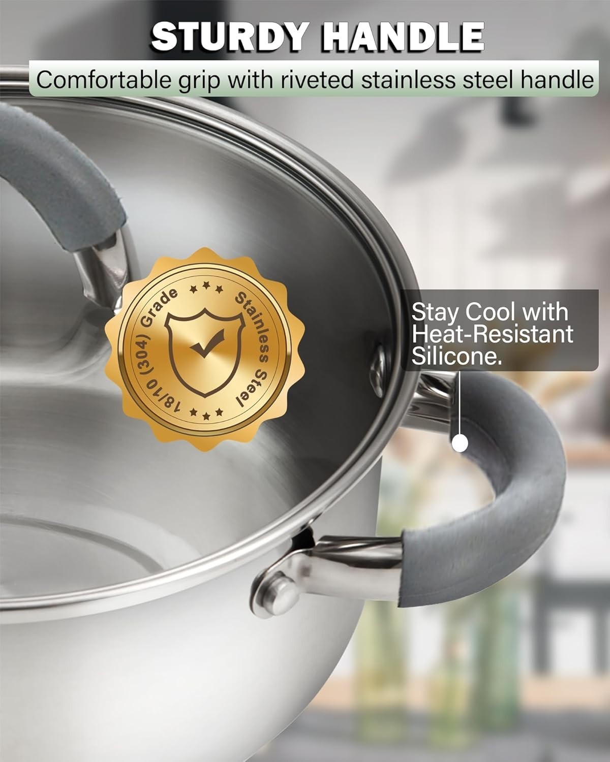 Versatile 8-Quart Cooking Pot – 18/10 Stainless Steel with Stay-Cool Handles