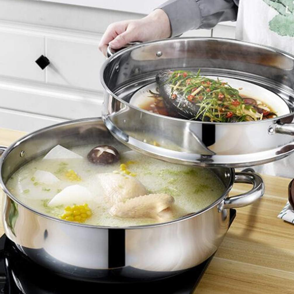 28cm 5-Tier Stainless Steel Steamer Pot Set with Lid for Healthy Cooking