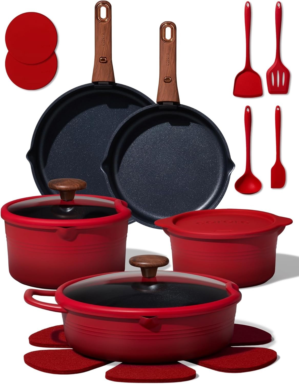 Versatile 20-Piece Non-Toxic Cookware with Detachable Handle for Easy Storage