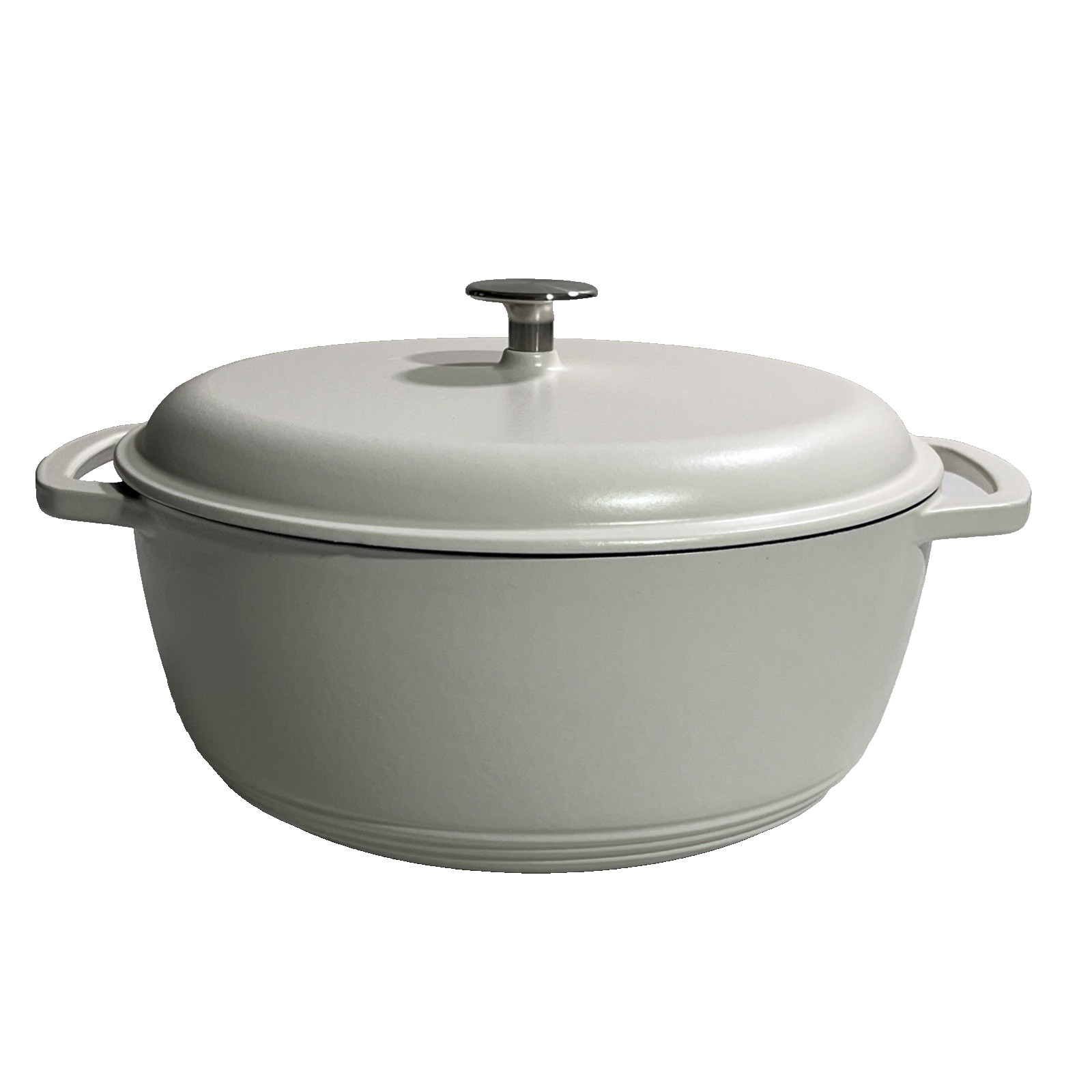 Chipped Amazon Basics 7.3 Qt Enameled Cast Iron Dutch Oven Matte White READ DISC