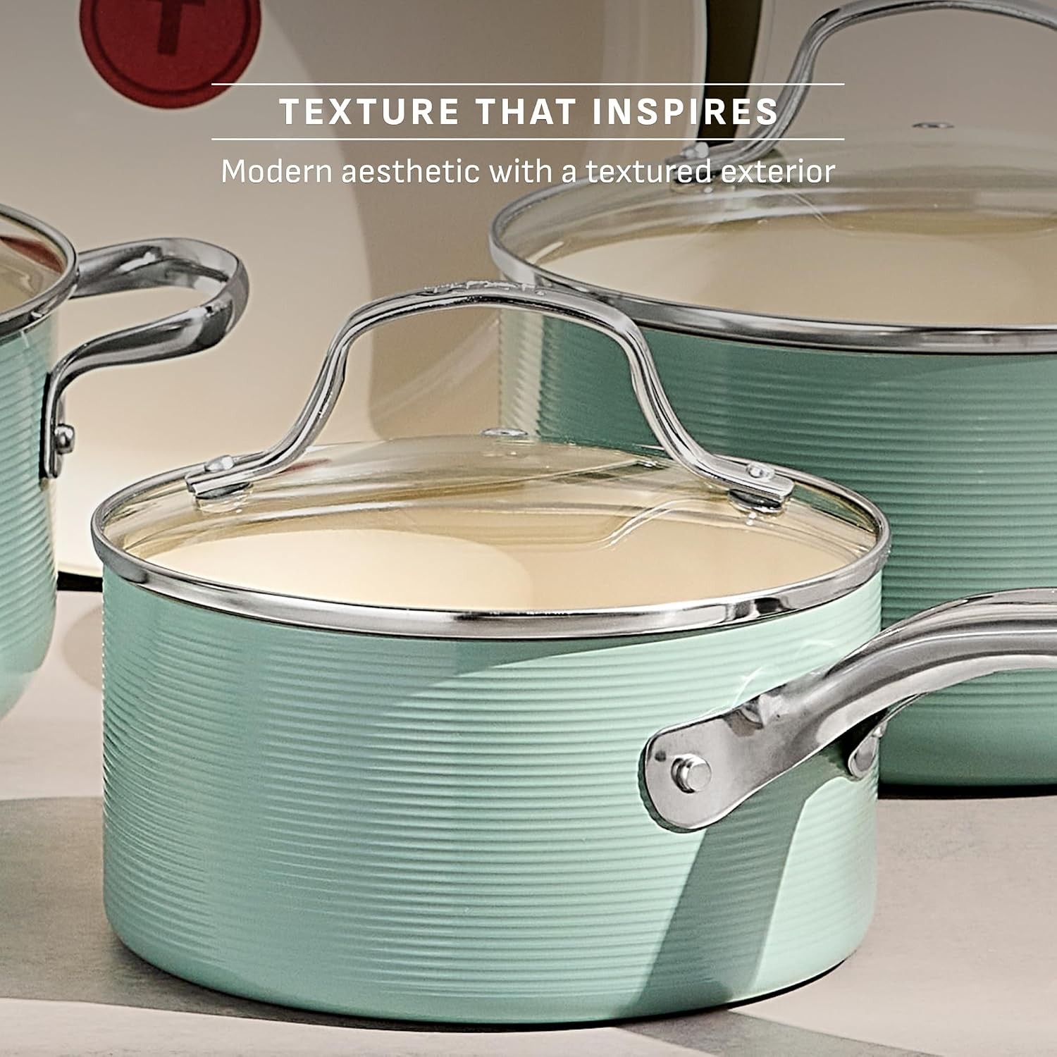 Inspire Nonstick Cookware Set, 10-Piece, Oven Safe to 500°F, Stockpot, Ceramic