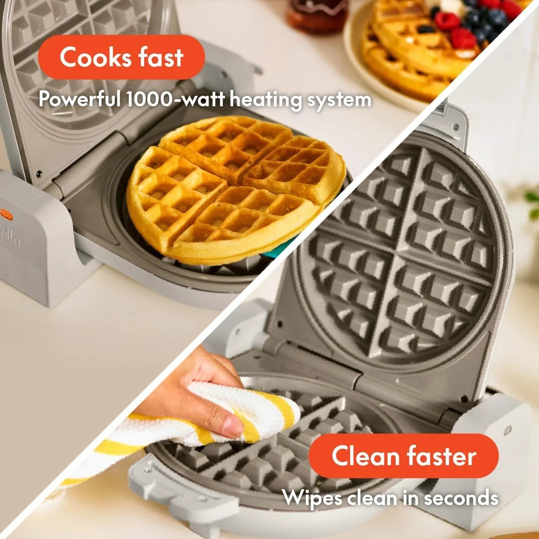 bella Flip-n-Store Waffle Maker with EverGood™ Ceramic Nonstick Coating, Fits-an
