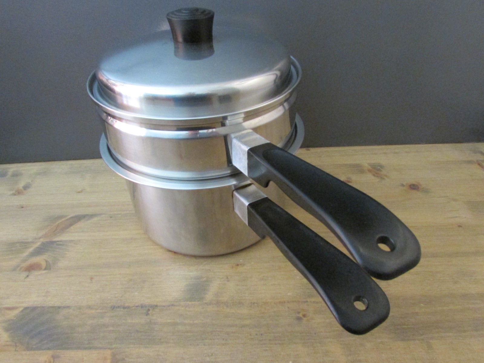 LUSTRE CRAFT Stainless 3 QT Saucepan with Steamer, Broiler & Lid 18-8 Stainless