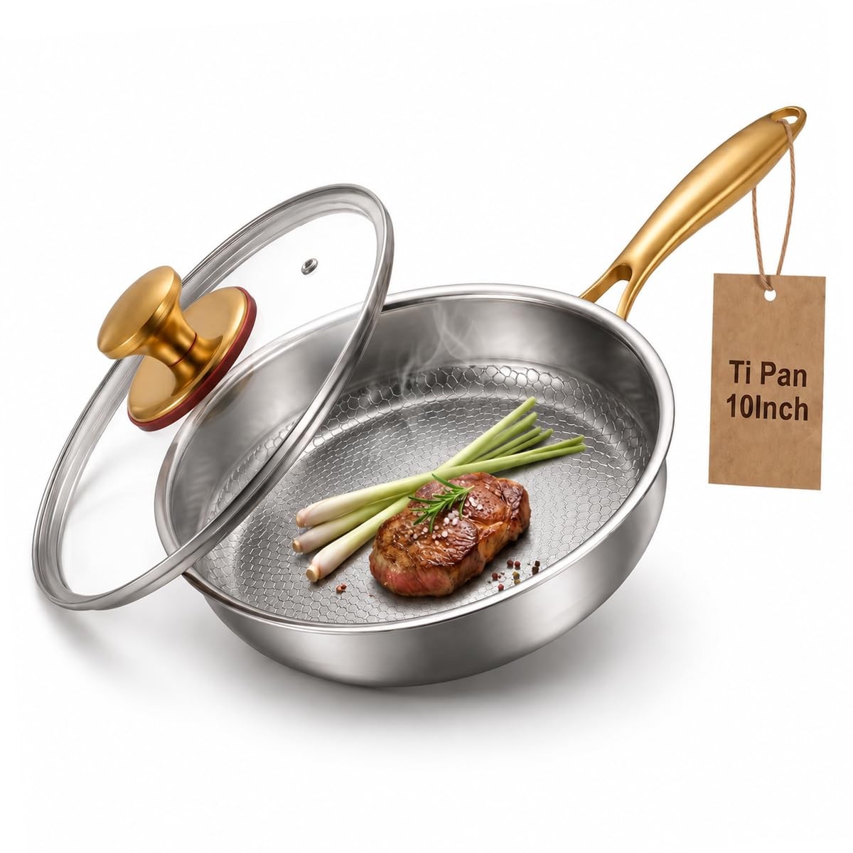 10inch Pure Titanium Hammered Frying Au Gratin Non Stick Cookware Pro Pan