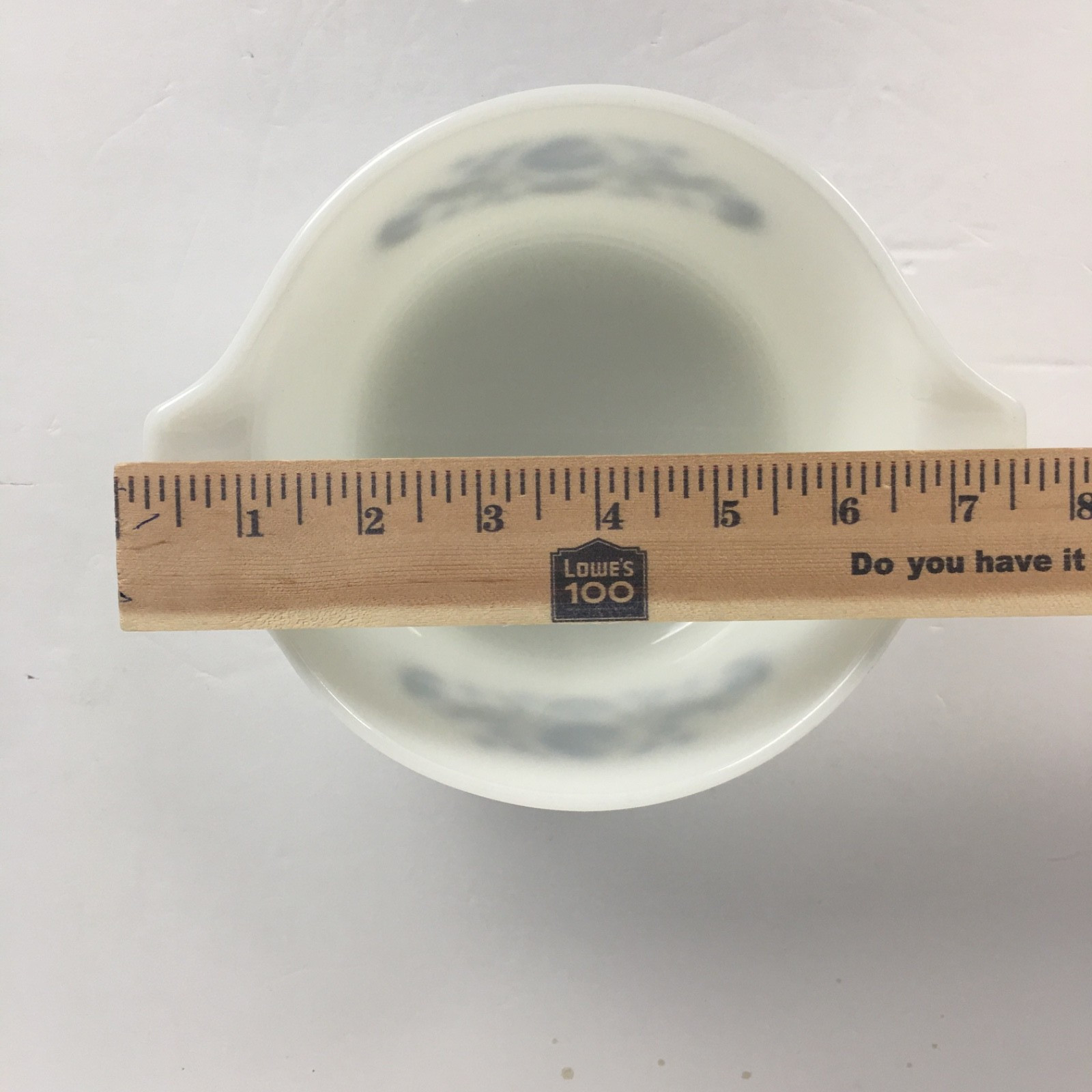 Vintage Willow PYREX Casserole Dish 473 1 Quart MILK GLASS Blue Flowers (READ)