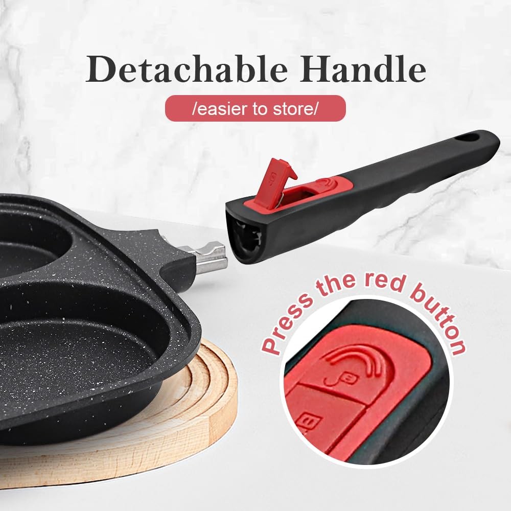 10 inch Large Egg Pan with Lid, 4-Cup Pancake Pan Nonstick Omelette Skillet w…