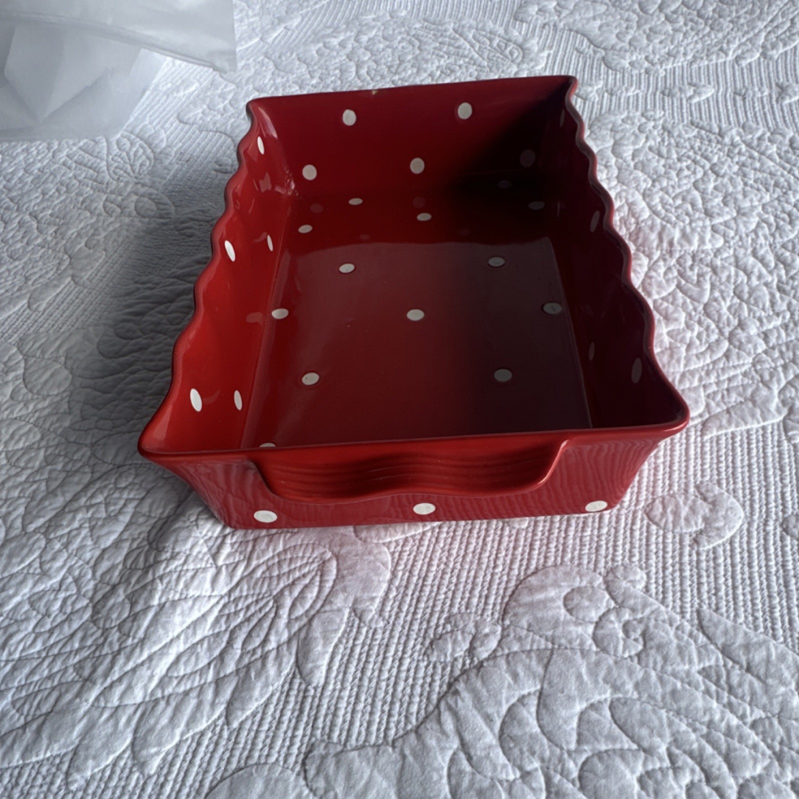 ChefStyle 3 Qt Red/White Polka Dot Rectangular Ceramic Casserole Dish 500°F