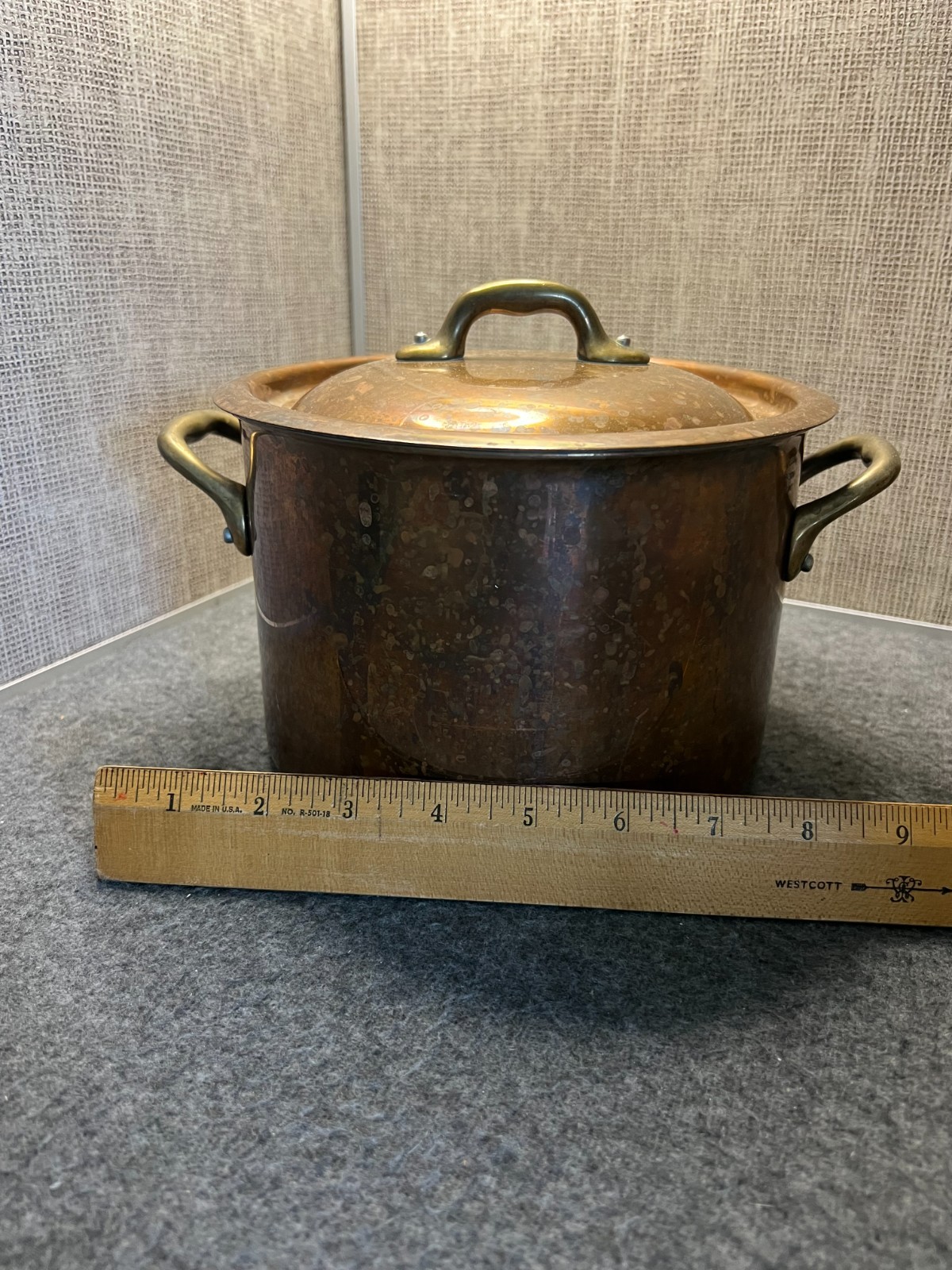 Williams Sonoma 3.5 qt Copper Stainless Stock Pot With Lid France 9.5” X 5.25”