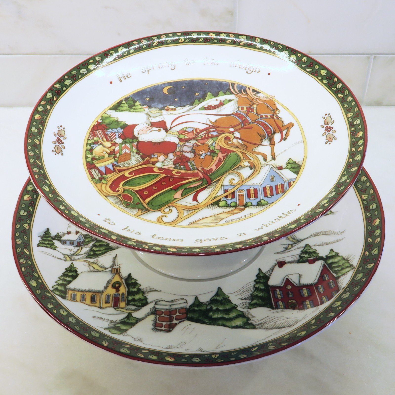 Portmeirion Studio A CHRISTMAS STORY 12.25″ 2-Tier Pedestal Server Susan Winget