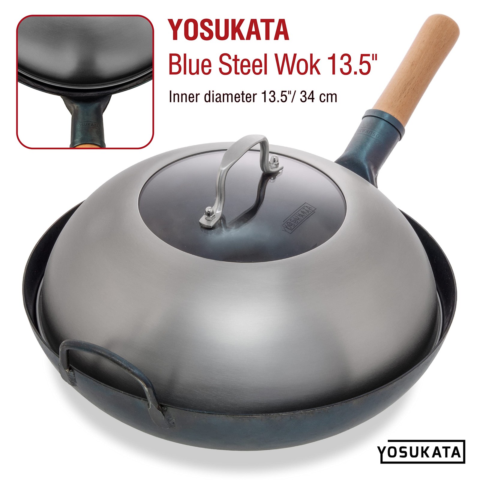 Wok Lid 12.8 In for 13.5-In Wok – Premium Stainless Steel Cover with Tempered…