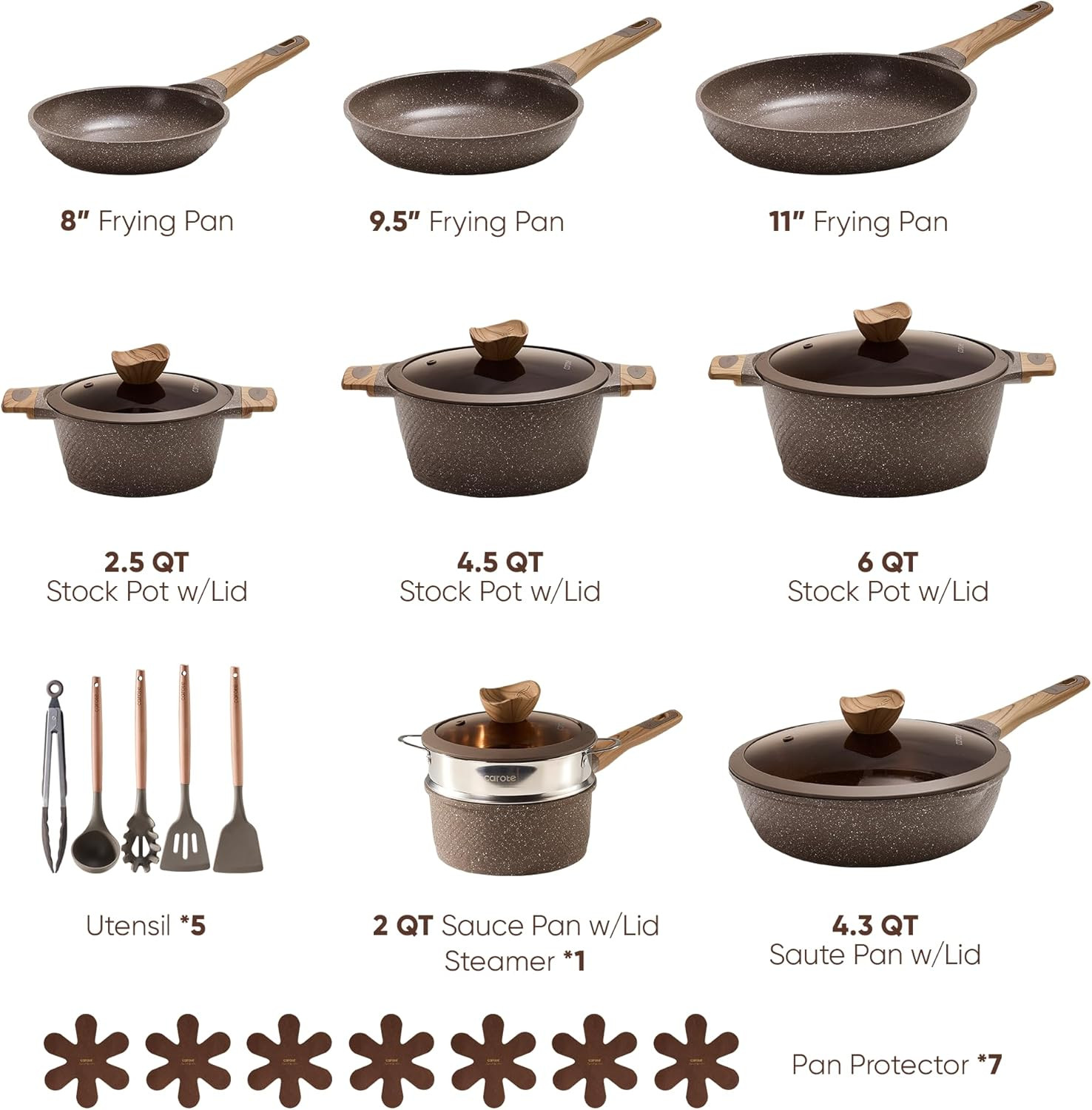 26PCS Pots and Pans Set Non Stick, Cookware Set Pots and Pans Induction Cook War