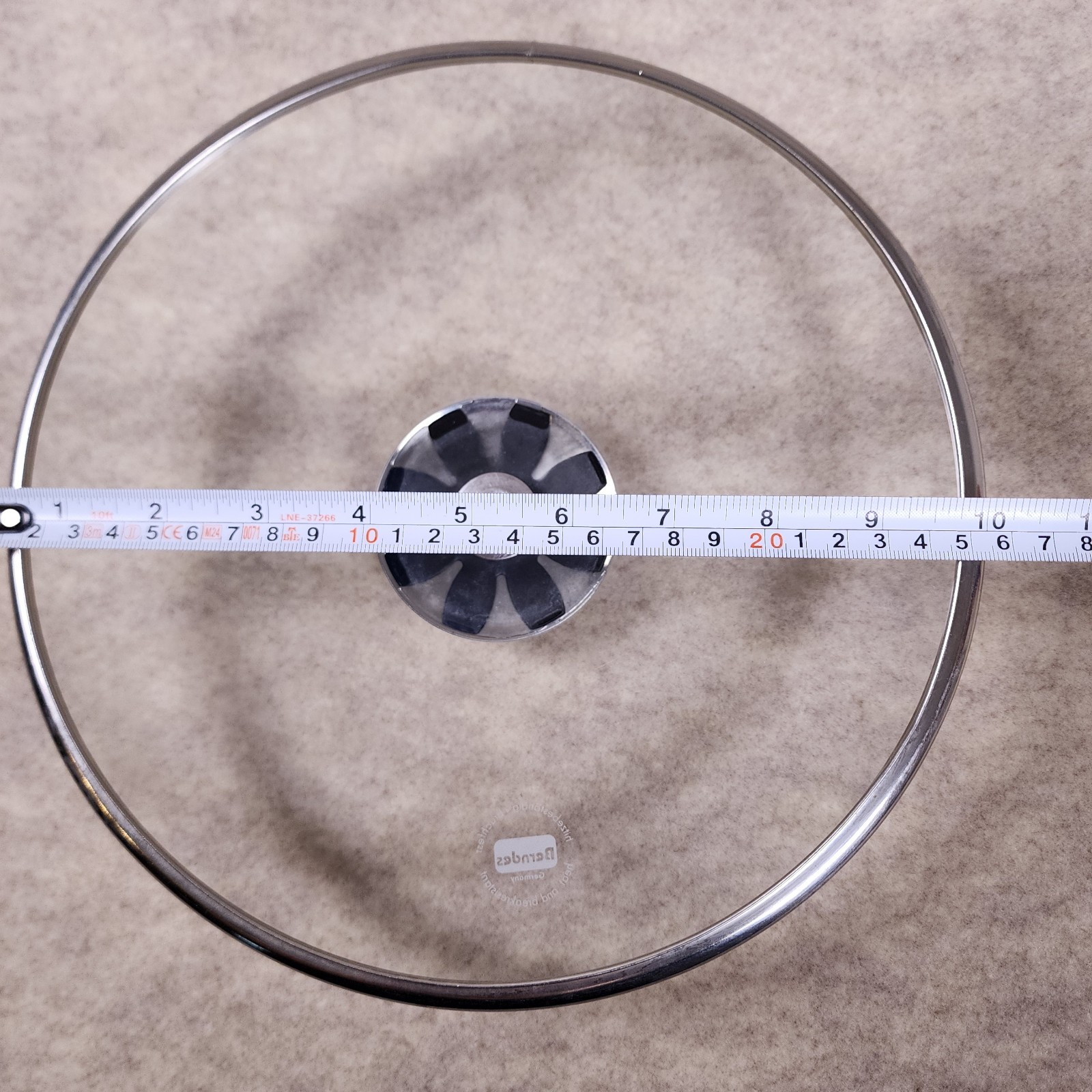 Berndes Glass Lid Round 9 3/8 Inch Stainless Steel Knob