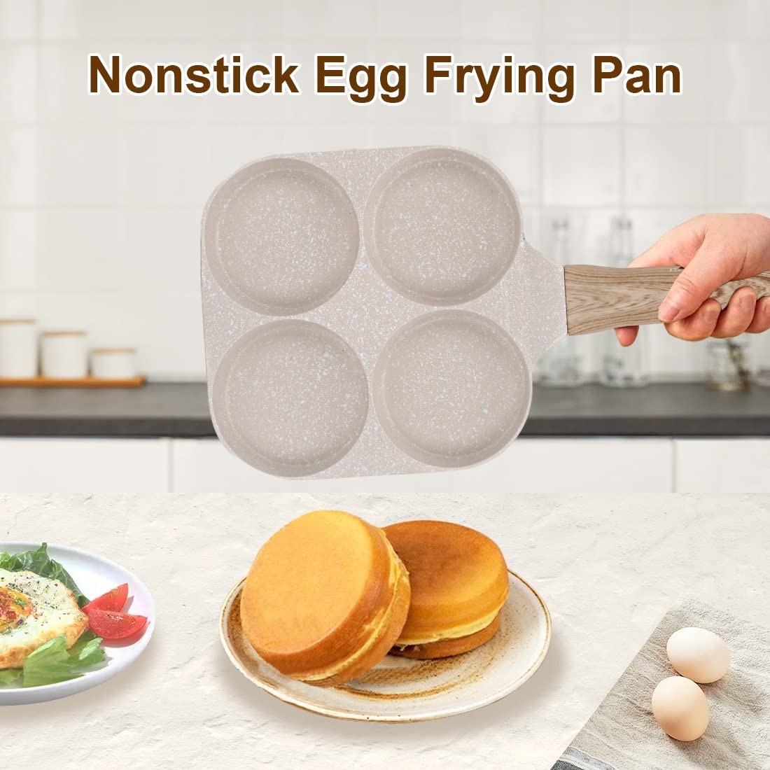 1 PC 4 Cup Nonstick Fried Egg Pan Mini Pancake Burger Maker Skillet White Tool