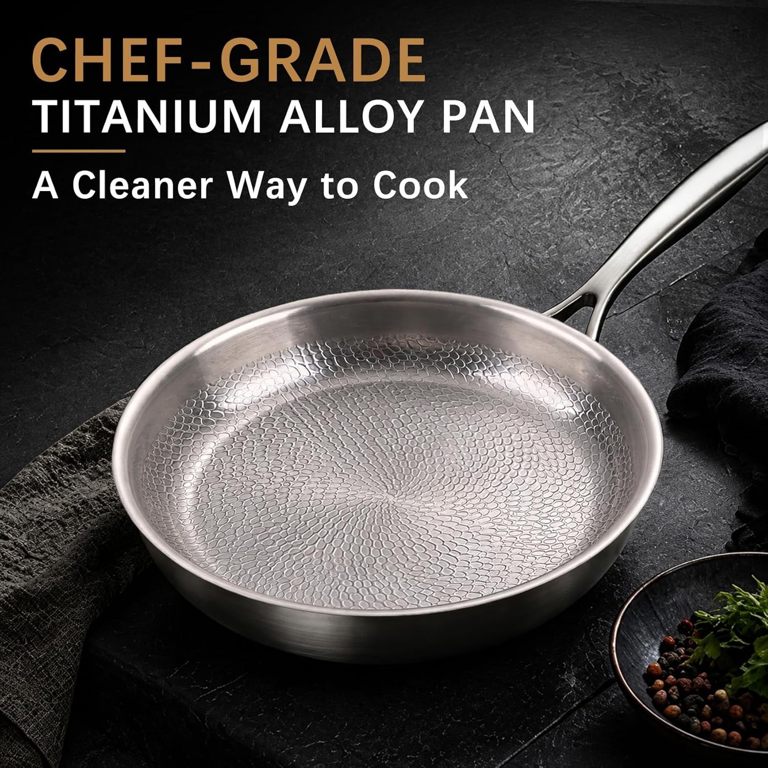 NEW Titanium Hammered Nonstick Fry Pan Ultra Durable Scratch Resistant Cookware