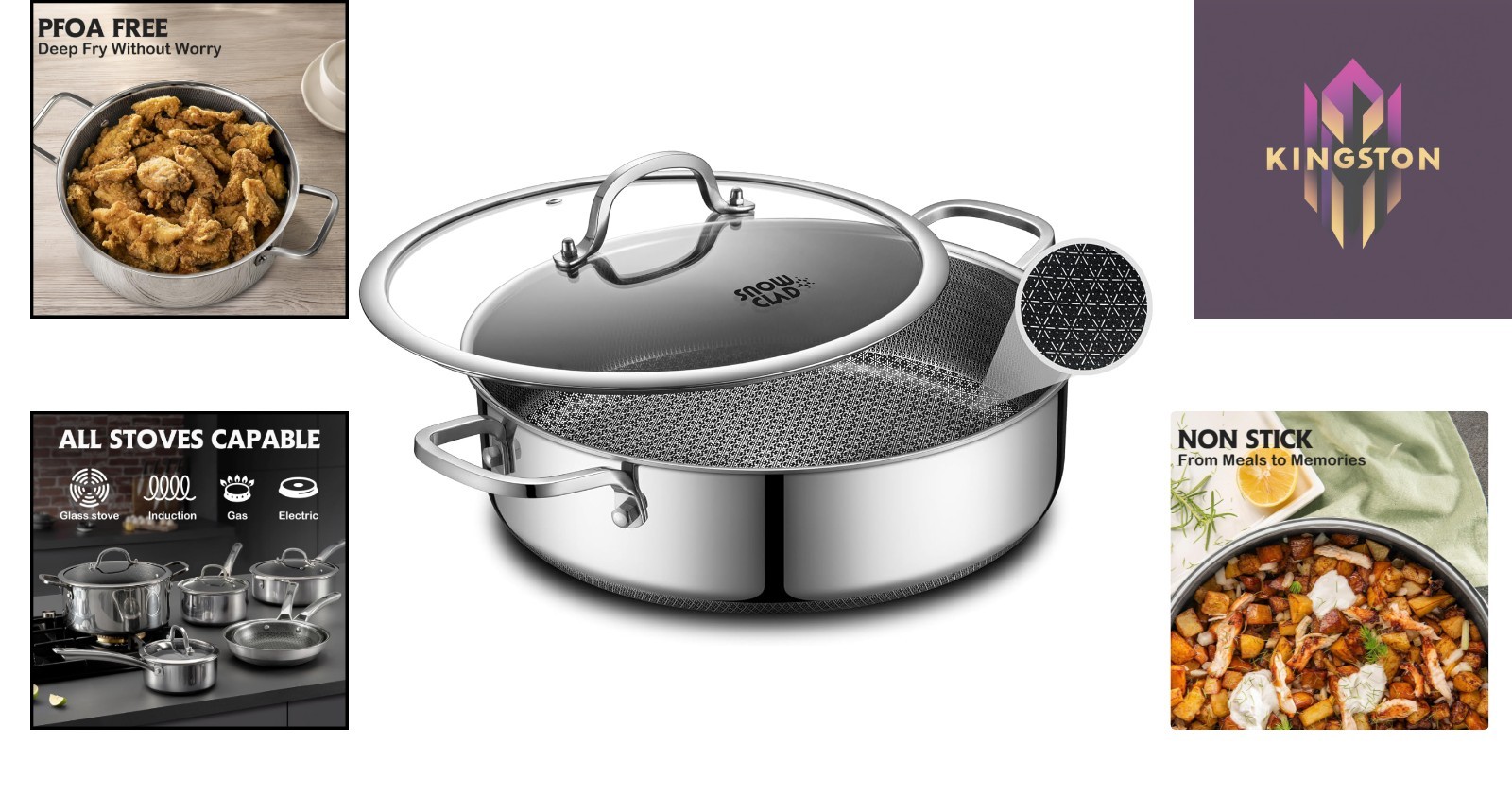 Induction-Ready 6.5 Quart Non-Stick Braiser Pan – Perfect for Frying & Sautéing