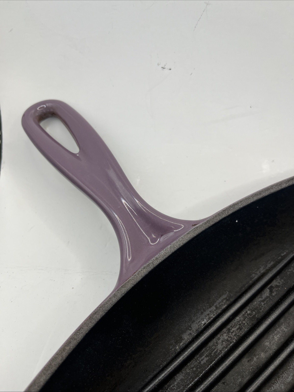 Le Creuset Signature Cast Iron Violet Purple Square Skillet Grill Pan Used