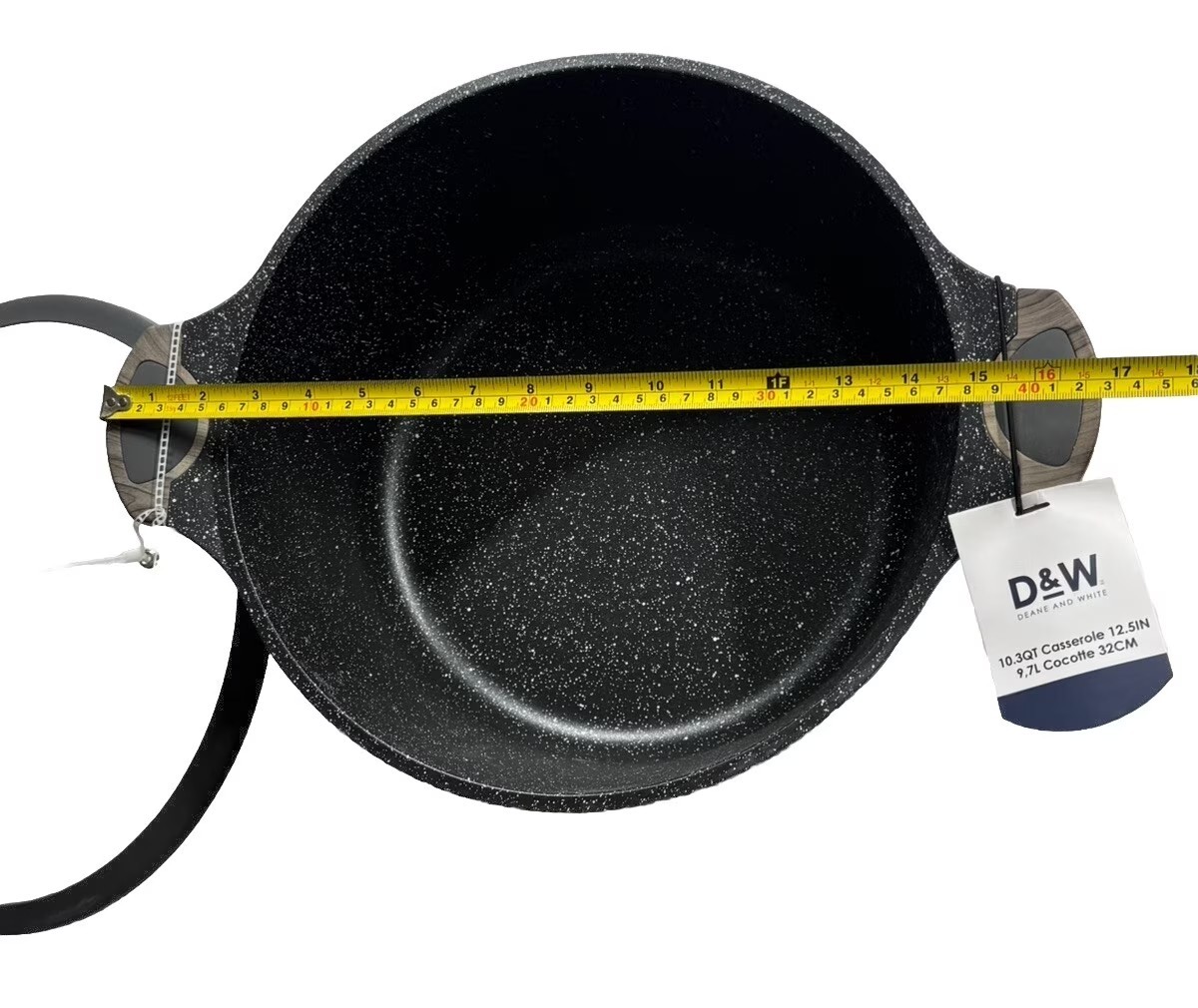 Deane & White D&W Casserole Stock Pot Nonstick With Lid 10.3-QT, 12.5” Cookware