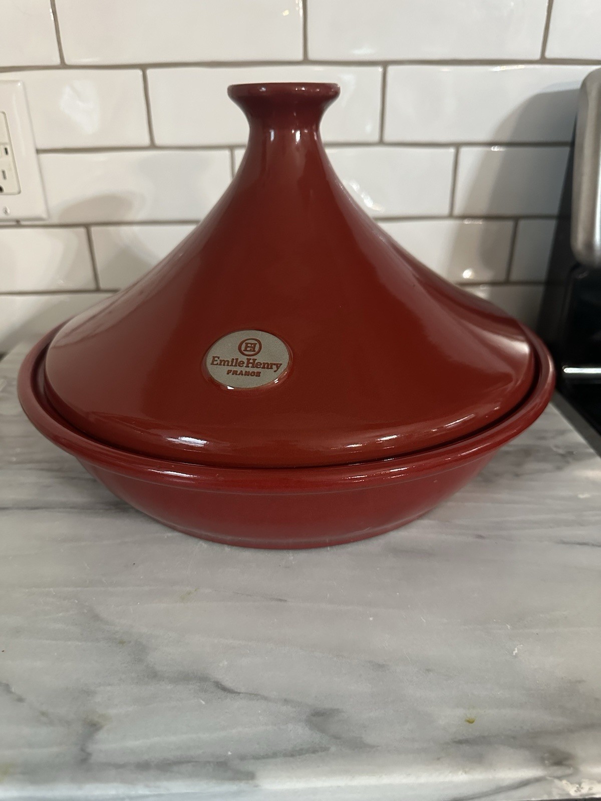 Emile Henry 55.32 Moroccan Tagine Flame Ceramic Rust/Red Made in France Large
