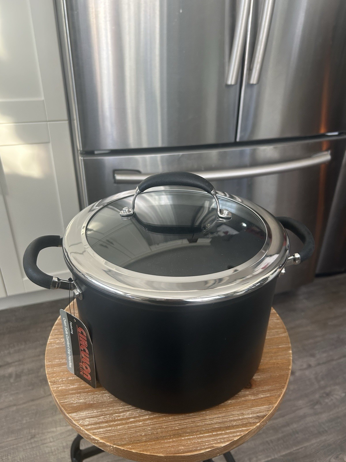 Circulon Elite Hard-Anodized Non Stick 8qt/7.6L Stock Pan Pot With Glass Lid New