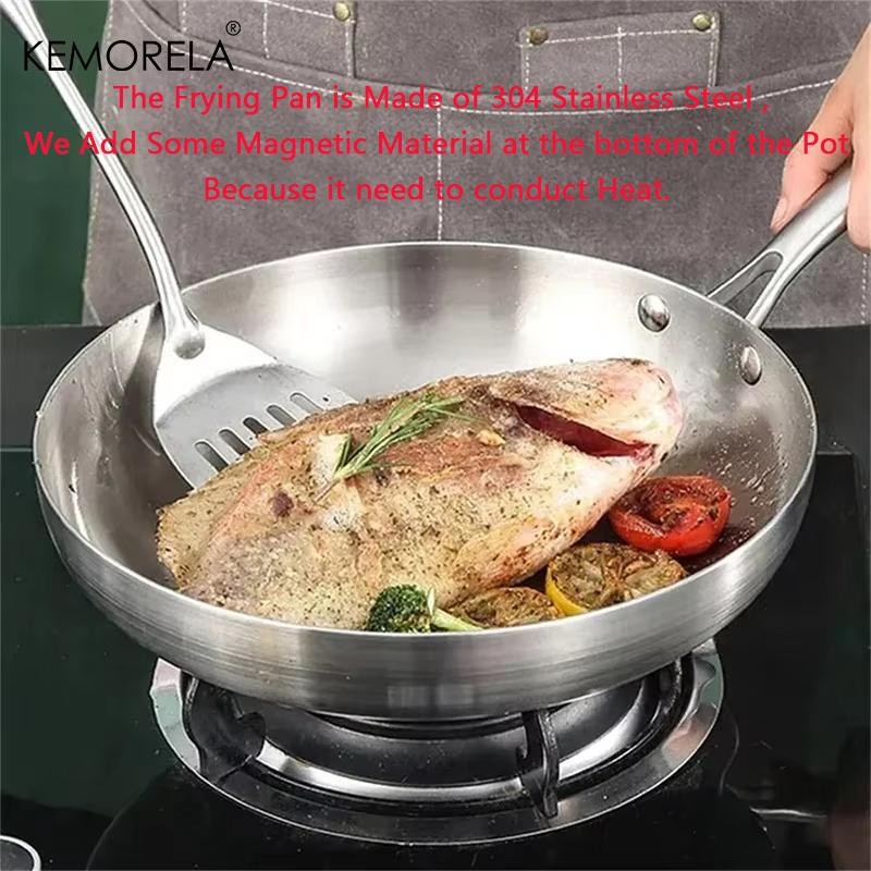 2/3PCS 304 Stainless Steel Frying Pan Set 22-28CM 5-Ply Nonstick Wok for Cooking