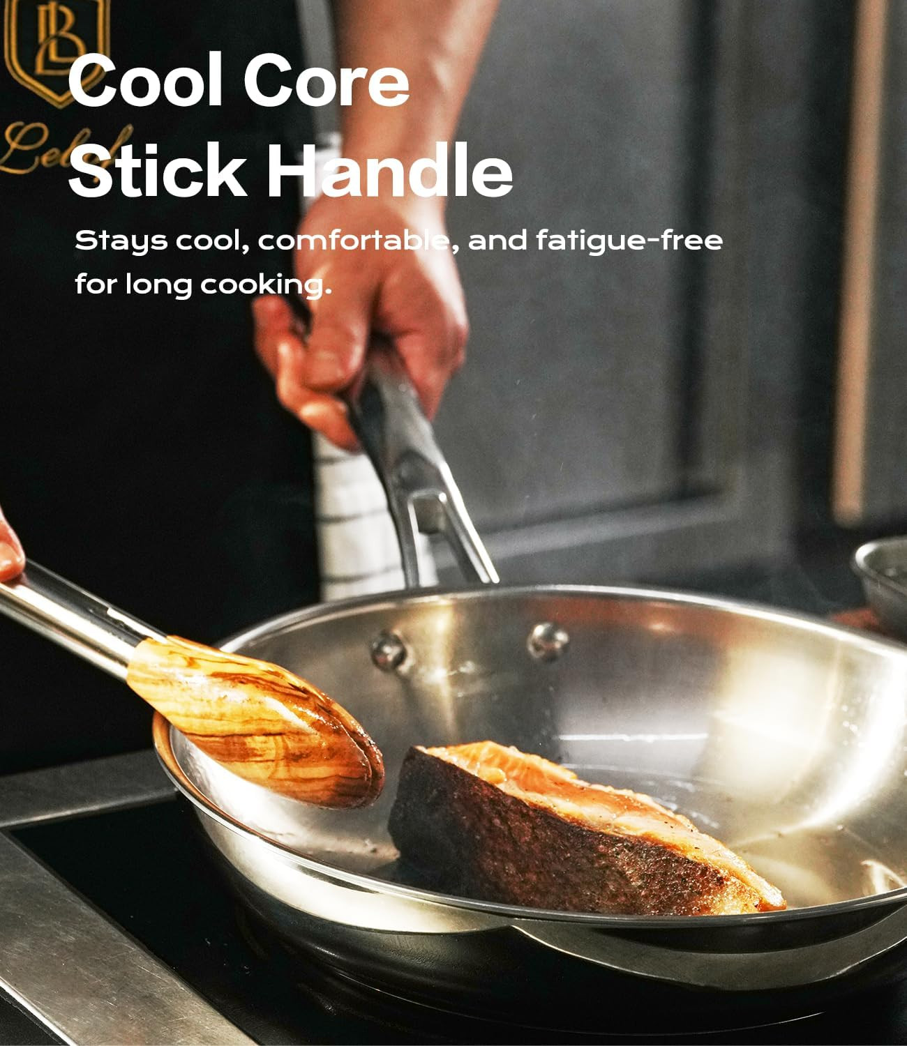 12″ 5-Ply Stainless Steel Frying Pan – Induction & Oven Safe Cookware