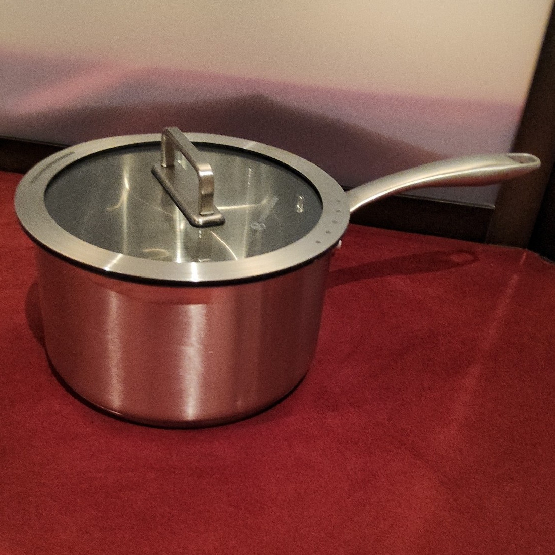 MasterClass 3.5qt Stainless Steel Saucepan w/ Glass Lid, Long Handle,