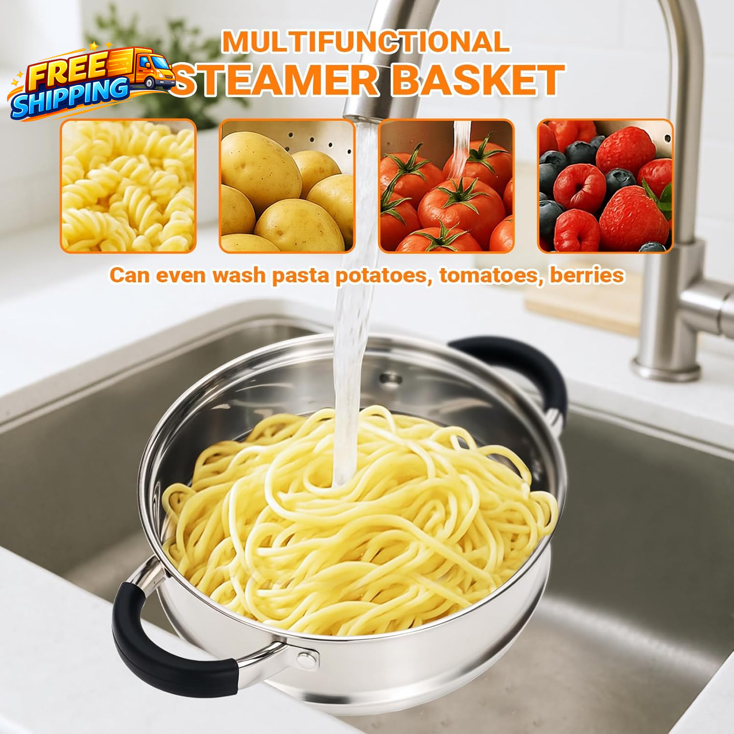 3.2QT Steamer for Cooking Stainless Steel Steam Pot with Steamer Basket Cooking