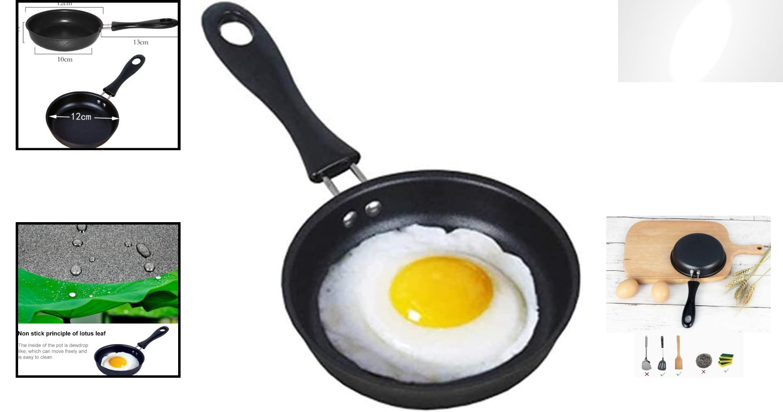 Compact 4.7” Mini Frying Pan with Heat-Resistant Handle – Dishwasher Safe