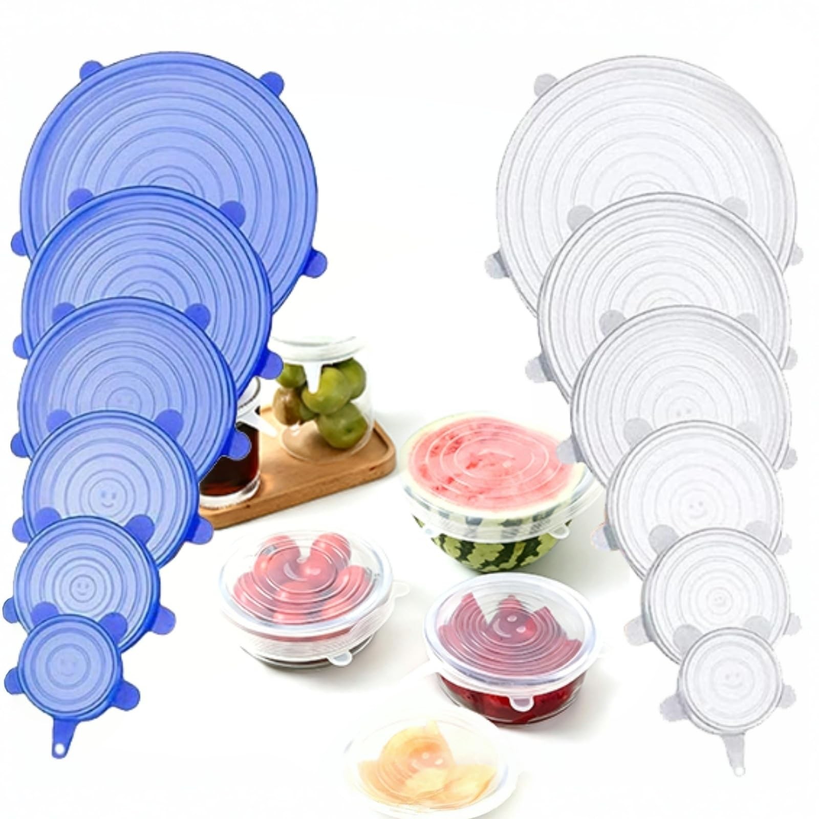 12PCS Reusable Silicone Stretch Lids for Food Storage – 6 Sizes, Airtight Sea…