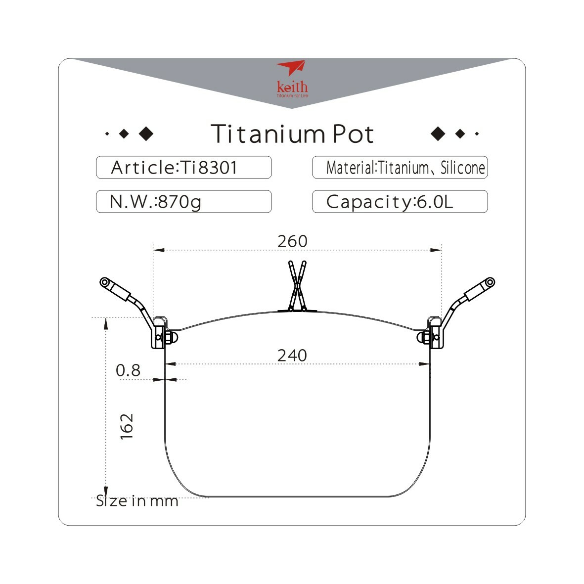 Keith Titanium Ti8301 Pot – 6.0 L
