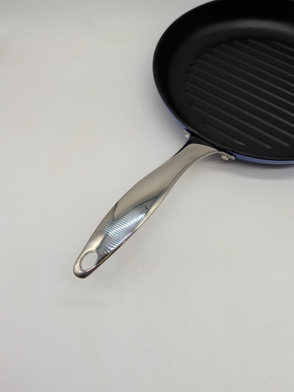 Cooks Essentials 11” Blue Enameled Coated Non Stick Cast Iron Grill Pan