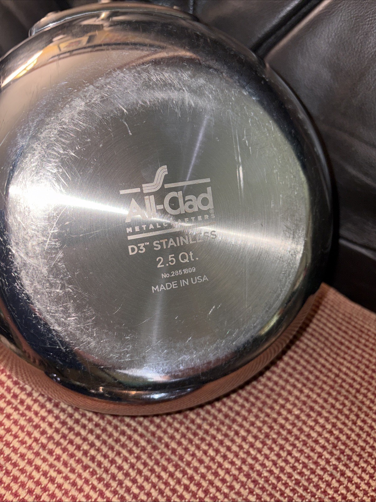 All-Clad D3 Stainless Steel 9in Saute Pan 2.5 Qt Made In USA with Lid Excellent
