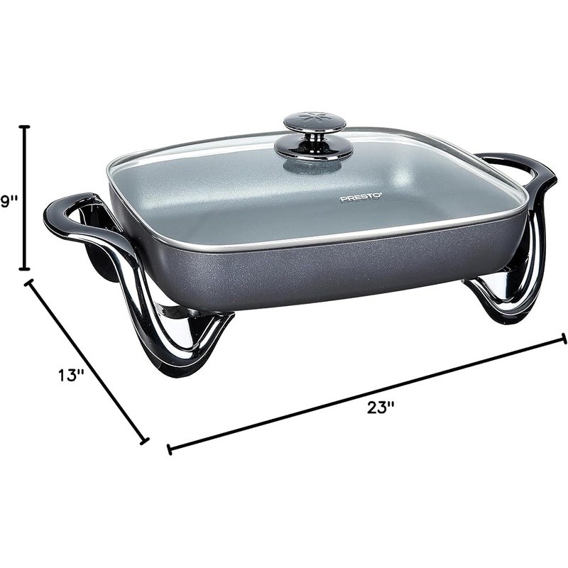 Versatile Electric Skillet Nonstick Cooking Pan W/ Tempered Glass Cover 1500W US