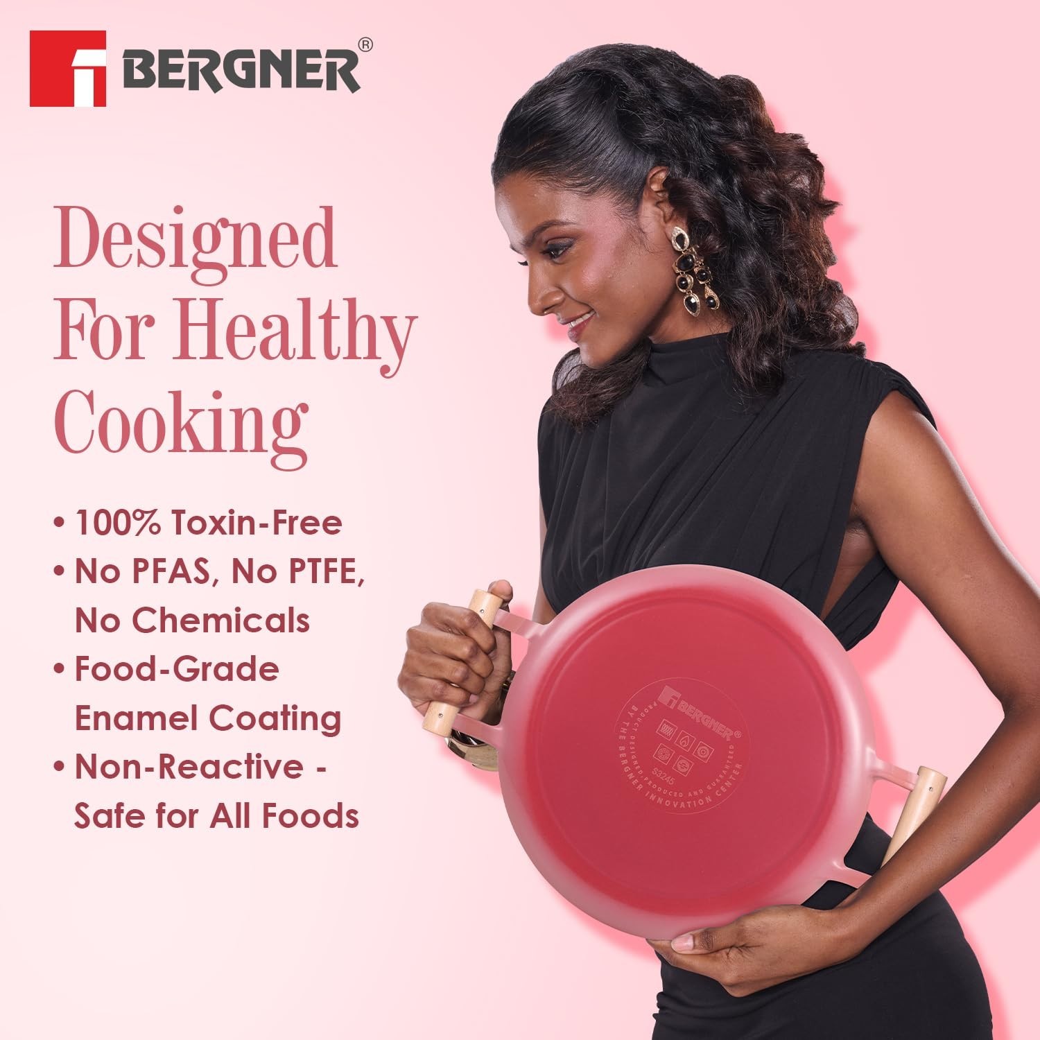 Bergner Excalibur Cast Iron Fry Pan 12Cm Non-Stick Coated Temper Pan PFAS Free