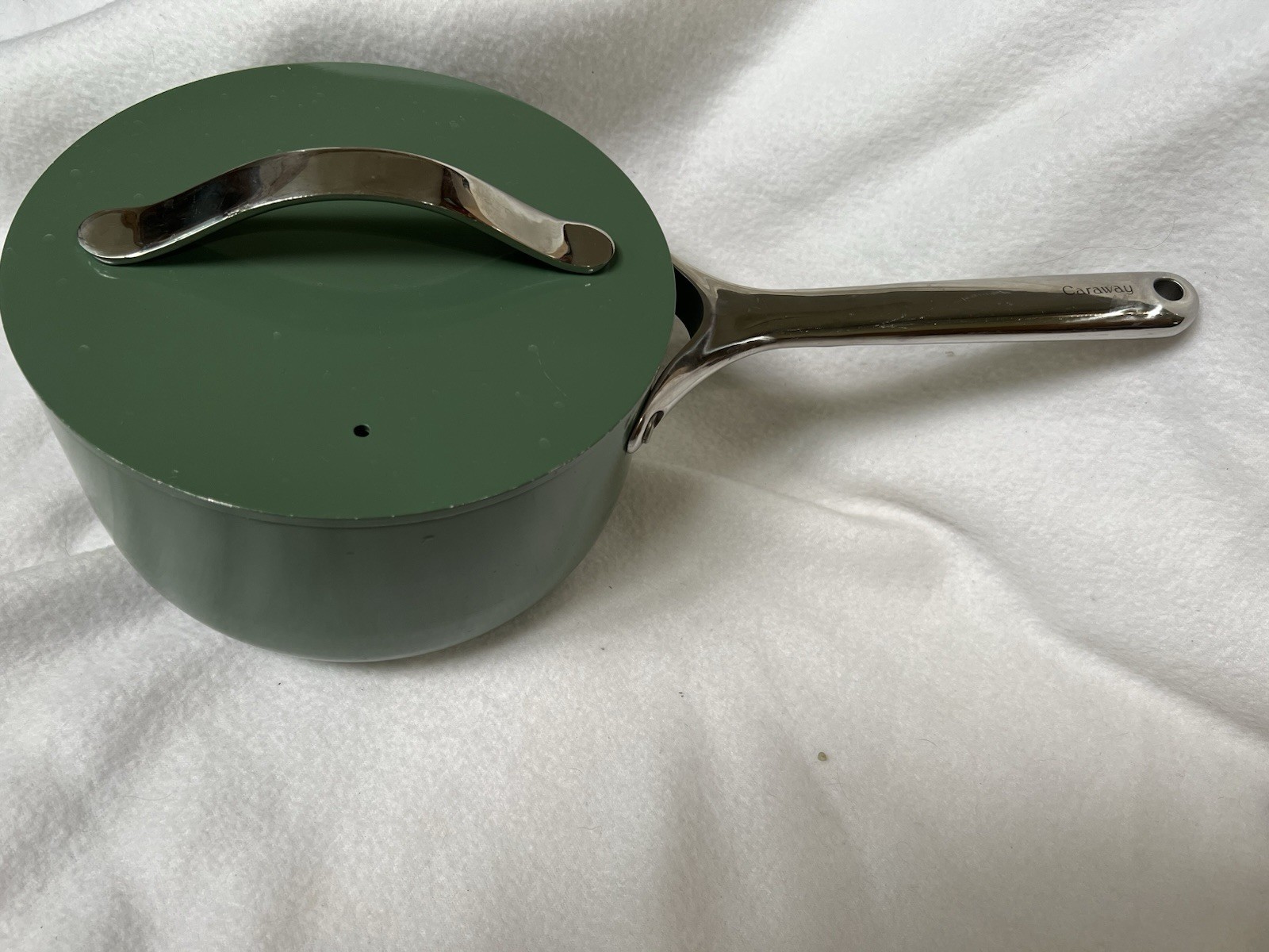 Caraway 2.5 Qt Green Colored Nonstick Ceramic Sauce Pan With Lid