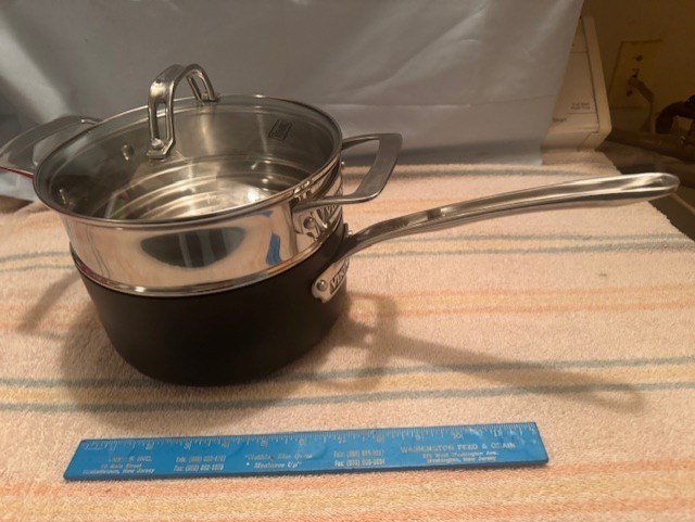 NEW FABULOUS VIKING ALUMINUM HARD ANODIZED 3 QT SAUCEPAN + STEAMER – 500* DEGREE