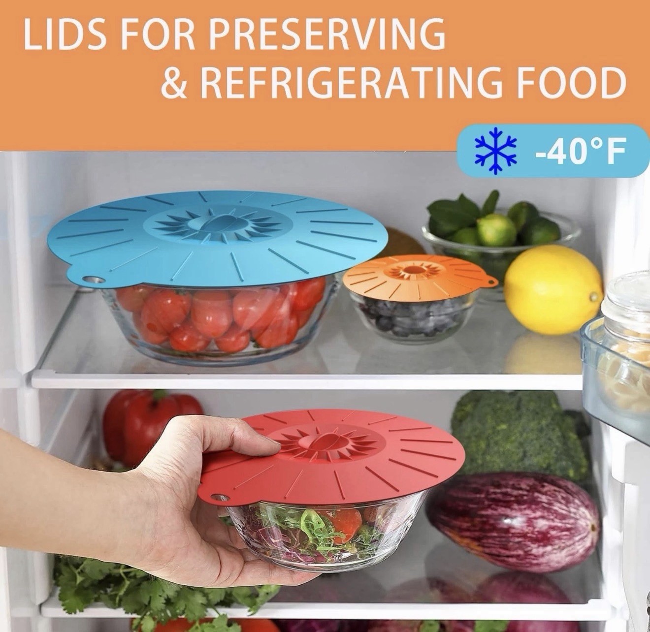 7 Pack Reusable Silicone Food Bowls Lids Microwave Splatter Covers for Plates