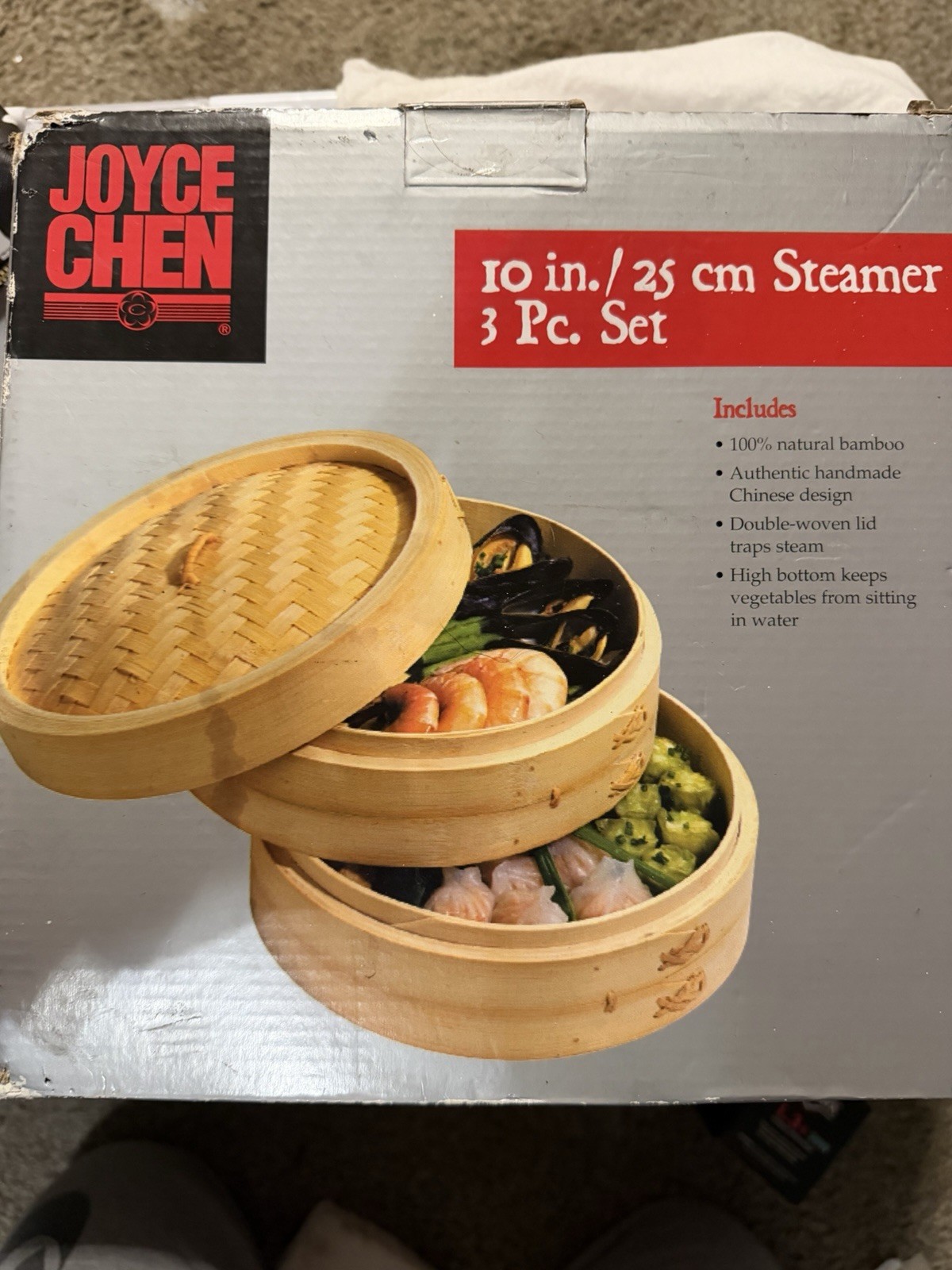 Joyce Chen 2-Tier Bamboo Steamer Baskets, 10-Inch
