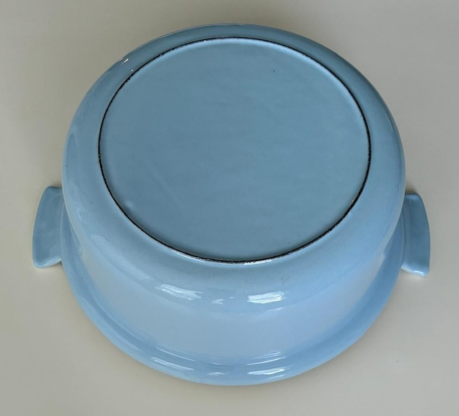 MCM Danish Modern Blue Enameled Cast Iron Casserole Dutch Oven Lidded Pot